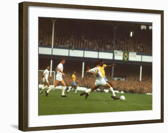 Soccer Star Pele in Action During World Cup Competition-null-Framed Premium Photographic Print