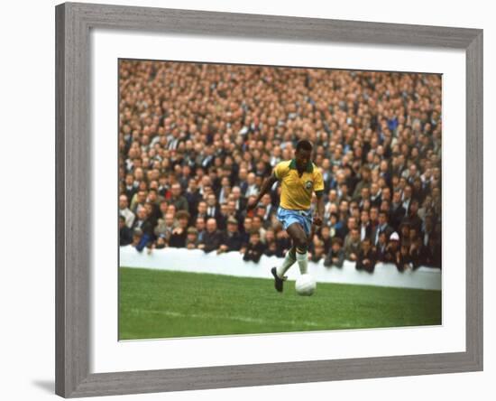 Soccer Star Pele in Action During World Cup Competition-null-Framed Premium Photographic Print