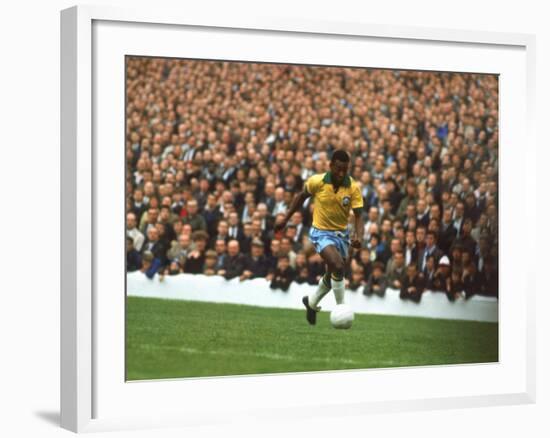 Soccer Star Pele in Action During World Cup Competition-null-Framed Premium Photographic Print