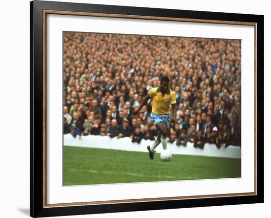 Soccer Star Pele in Action During World Cup Competition-null-Framed Premium Photographic Print