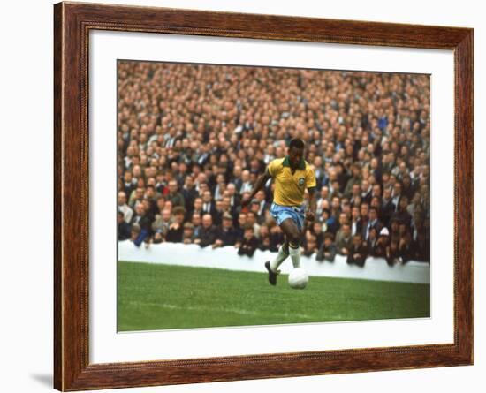 Soccer Star Pele in Action During World Cup Competition-null-Framed Premium Photographic Print