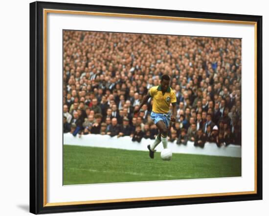 Soccer Star Pele in Action During World Cup Competition-null-Framed Premium Photographic Print