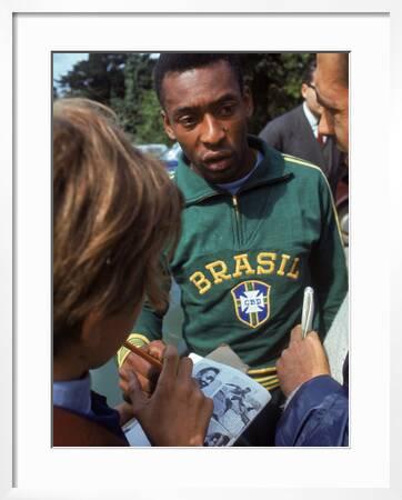 Soccer Star Pele Signing Autographs For Fans During A Practice Prior To World Cup Competition Premium Photographic Print Art Com