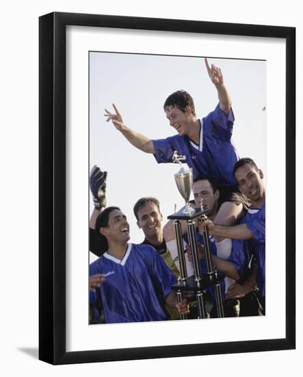 Soccer Team with Trophy-null-Framed Photographic Print