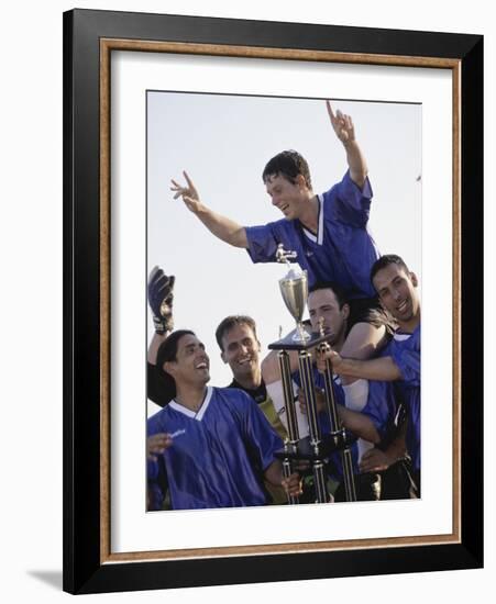 Soccer Team with Trophy-null-Framed Photographic Print