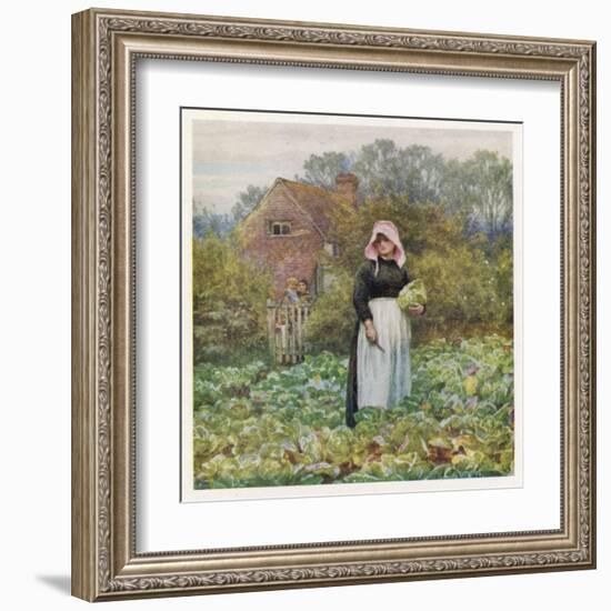 Social, Cabbage Cutting-Helen Allingham-Framed Art Print