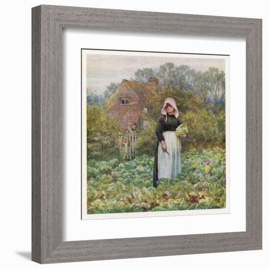 Social, Cabbage Cutting-Helen Allingham-Framed Art Print