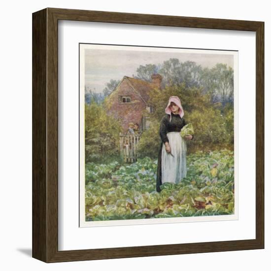 Social, Cabbage Cutting-Helen Allingham-Framed Art Print