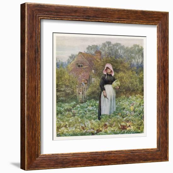 Social, Cabbage Cutting-Helen Allingham-Framed Art Print