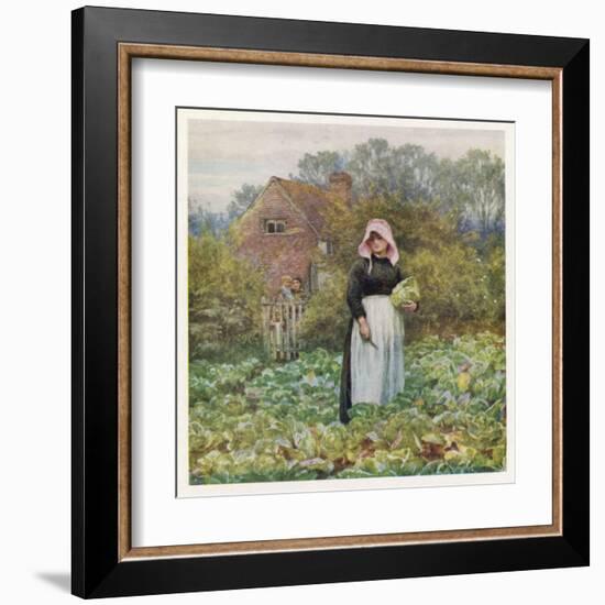 Social, Cabbage Cutting-Helen Allingham-Framed Art Print