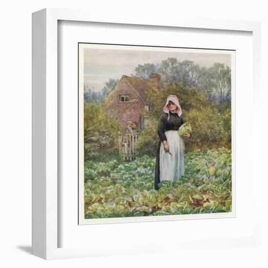 Social, Cabbage Cutting-Helen Allingham-Framed Art Print