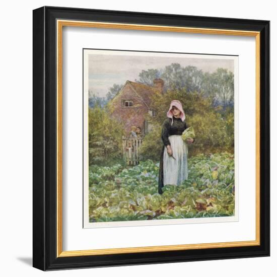 Social, Cabbage Cutting-Helen Allingham-Framed Art Print