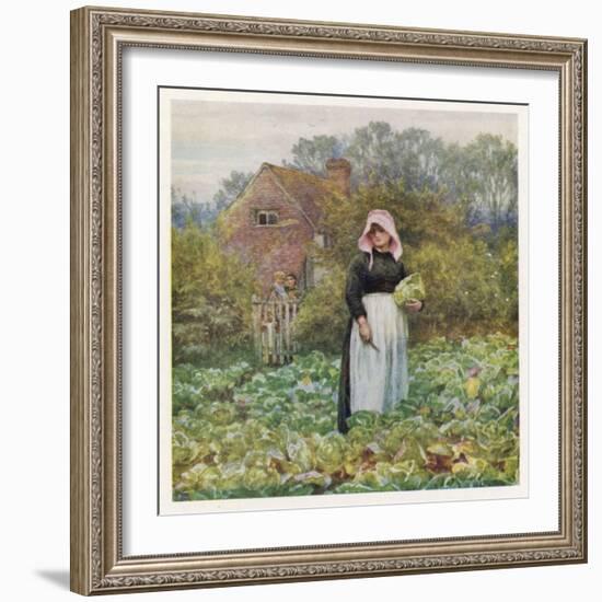 Social, Cabbage Cutting-Helen Allingham-Framed Art Print