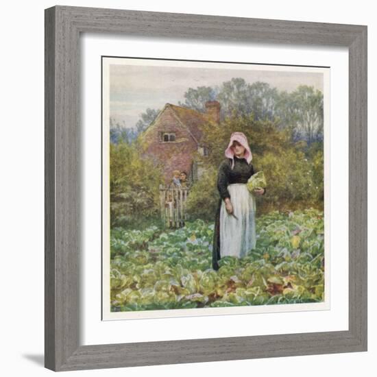 Social, Cabbage Cutting-Helen Allingham-Framed Art Print