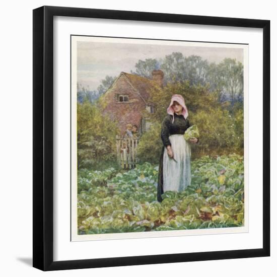 Social, Cabbage Cutting-Helen Allingham-Framed Art Print