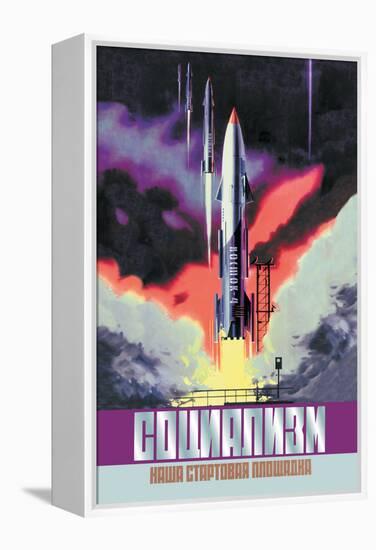 Socialism, The Vostok Rocket-null-Framed Stretched Canvas