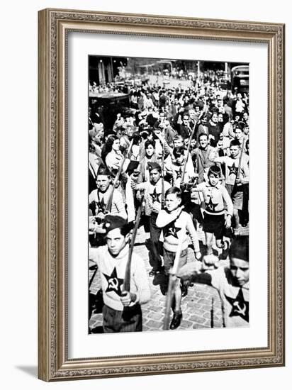 Socialist Children in Madrid; Spanish Civil War, 1936-null-Framed Art Print