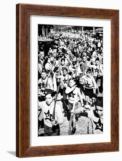 Socialist Children in Madrid; Spanish Civil War, 1936-null-Framed Art Print