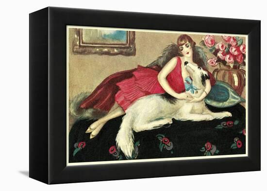 Socialite with Borzoi-null-Framed Stretched Canvas