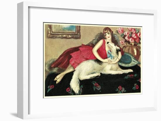 Socialite with Borzoi-null-Framed Art Print