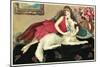 Socialite with Borzoi-null-Mounted Art Print