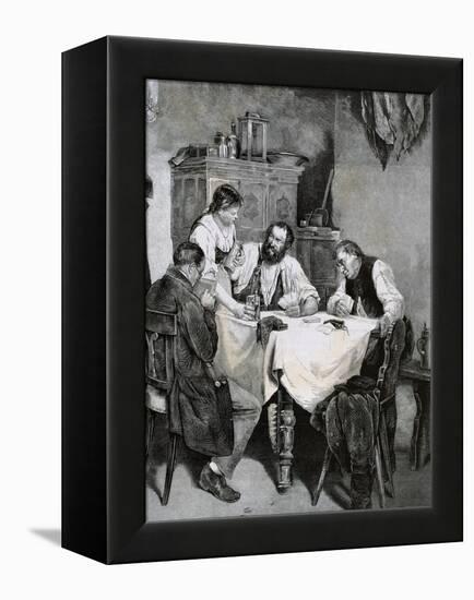 Society, Working Family Playing Cards at Home. L. Rulf, 1887-null-Framed Premier Image Canvas
