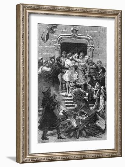 Socin's Books Burned-P Mejanel-Framed Art Print