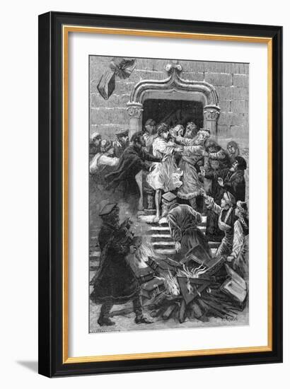 Socin's Books Burned-P Mejanel-Framed Art Print