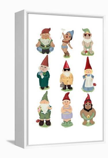 Sock Garden Gnomes-Hanna Melin-Framed Stretched Canvas