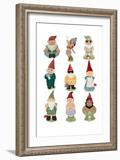 Sock Garden Gnomes-Hanna Melin-Framed Art Print