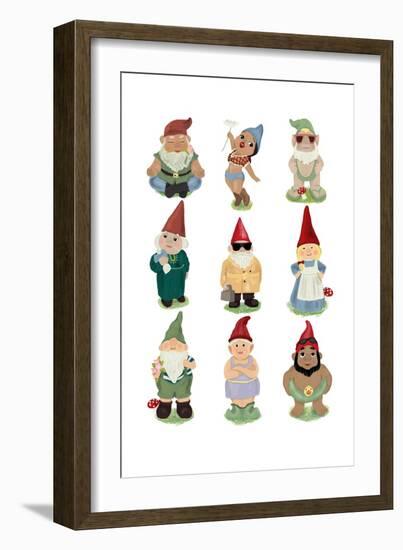 Sock Garden Gnomes-Hanna Melin-Framed Art Print