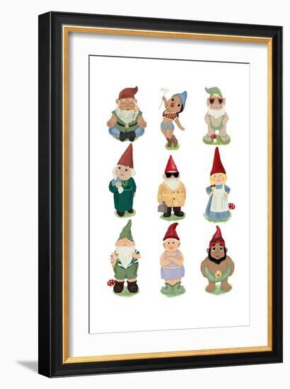 Sock Garden Gnomes-Hanna Melin-Framed Art Print