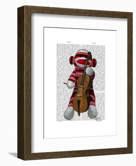 Sock Monkey and Cello-Fab Funky-Framed Art Print