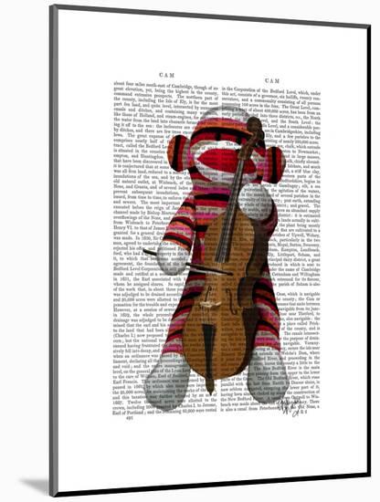 Sock Monkey and Cello-Fab Funky-Mounted Art Print