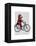 Sock Monkey on Bicycle-Fab Funky-Framed Stretched Canvas