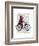 Sock Monkey on Bicycle-Fab Funky-Framed Art Print