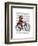 Sock Monkey on Bicycle-Fab Funky-Framed Art Print