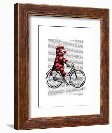 Sock Monkey on Bicycle-Fab Funky-Framed Art Print