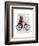 Sock Monkey on Bicycle-Fab Funky-Framed Art Print