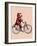 Sock Monkey on Bicycle-Fab Funky-Framed Art Print