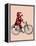 Sock Monkey on Bicycle-Fab Funky-Framed Stretched Canvas