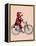 Sock Monkey on Bicycle-Fab Funky-Framed Stretched Canvas