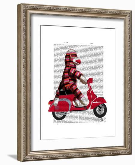 Sock Monkey on Moped-Fab Funky-Framed Premium Giclee Print