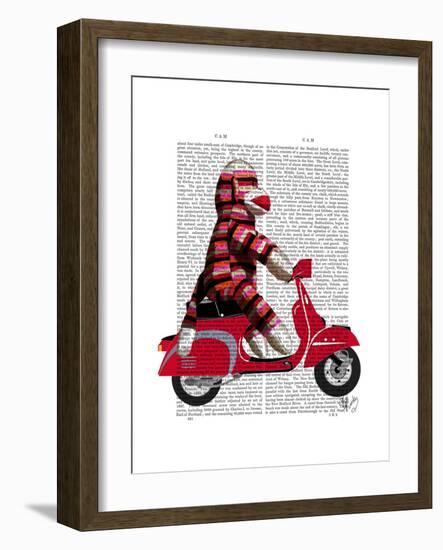 Sock Monkey on Moped-Fab Funky-Framed Premium Giclee Print