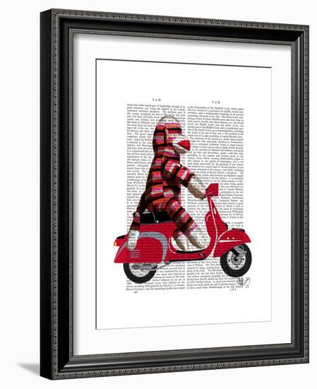 Sock Monkey on Moped-Fab Funky-Framed Premium Giclee Print