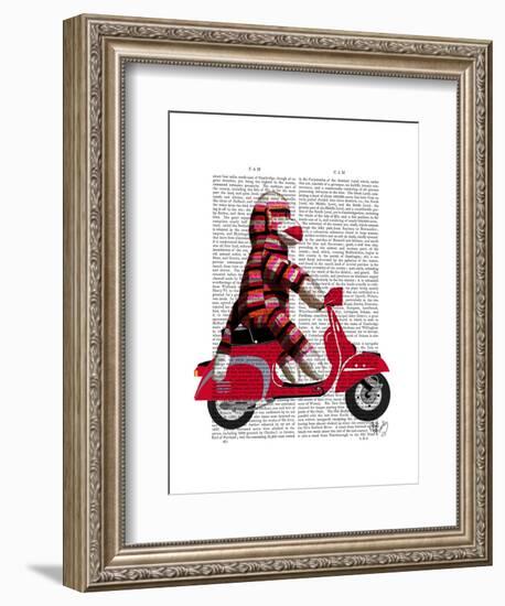 Sock Monkey on Moped-Fab Funky-Framed Art Print