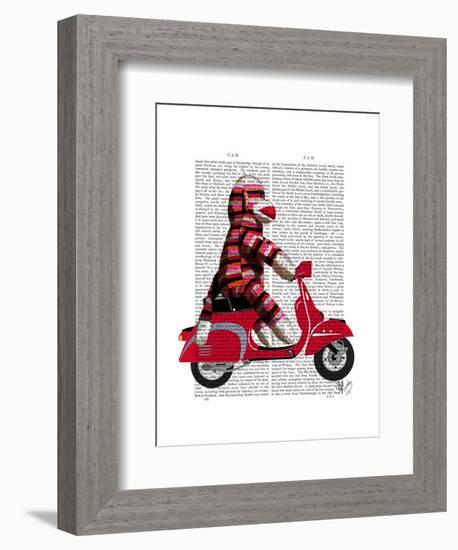 Sock Monkey on Moped-Fab Funky-Framed Art Print