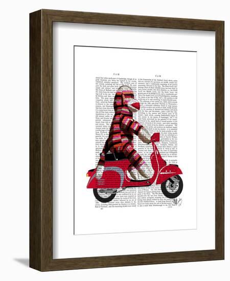 Sock Monkey on Moped-Fab Funky-Framed Art Print