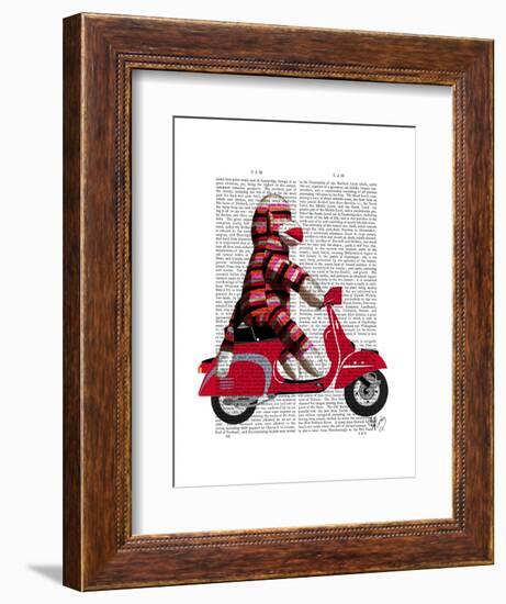 Sock Monkey on Moped-Fab Funky-Framed Art Print