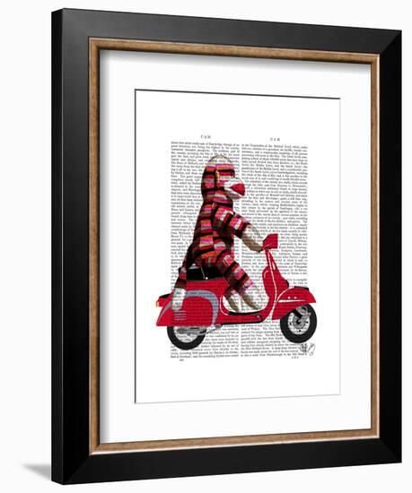 Sock Monkey on Moped-Fab Funky-Framed Art Print